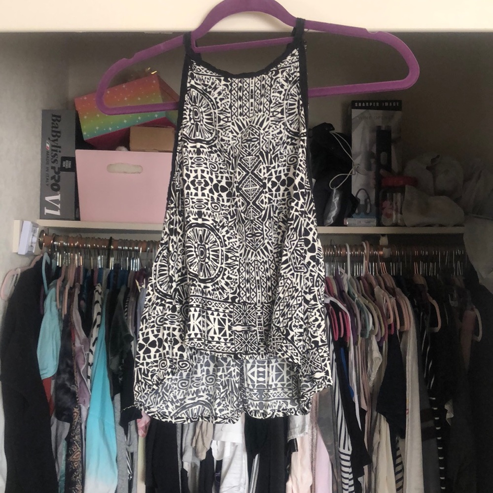 Crop Aztec print goddess neck tank